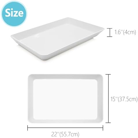 Serving Tray Platter, 22'' x 15'' x 1.6'', 2 Pcs Food Tray for Veggie Fruit Snack Dessert Cookie Cheese, Food Trays for Party Supplies Display, Large Platters for Serving Food, BPA Free