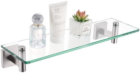 KOKOSIRI Floating Shelf Bathroom Wall Mount Shelves 12-Inch for Bedroom, Living Room, Kitchen, Small Hanging Rack Brushed Stainless Steel B1105BR-L12