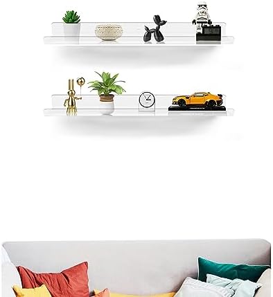ROYALITA 2-Pack Acrylic Shelves Wall Mounted, 24 Inch Floating Shelves