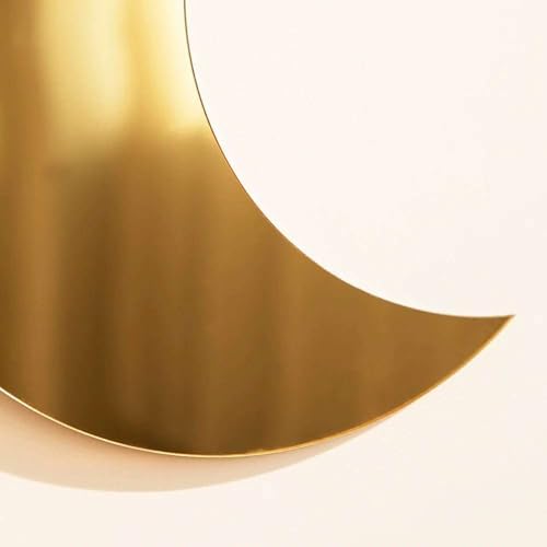 Crescent Moon Mirror Wall Hanging – Boho Minimalist Moon Phase Decor for Bedroom, Living Room or Meditation Space – Aesthetic Lunar Acrylic Mirror Wall Art (Gold)