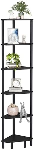 6 Tier Corner Shelf, Narrow Display Shelf Stand, Corner Bookshelf