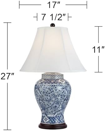 Shonna 27" Tall Table Lamp USB Dimmer Blue White Porcelain Jar Traditional