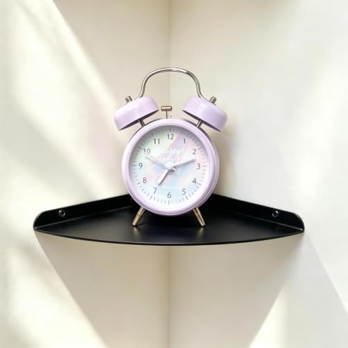 Small Floating Corner Shelves Metal Corner Wall Mounted Shelf Curved Corner Hanging Shelving for Bathroom, Kitchen, Living Room, Office, Bedroom & Dorm (Black 1 pcs)