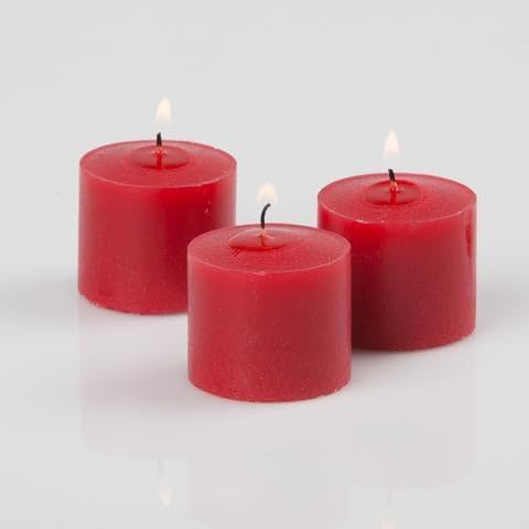 Set of 12 Richland Votive Candles Red Unscented and 12 Clear Glass Eastland Votive Holders