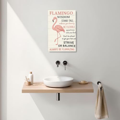 Pink Flamingo Decor Wall Art Flamingo Wisdom Pictures Inspirational Quotes Canvas Prints Painting Animal Artwork Decoration for Bathroom Bedroom Living Room Framed Girls Gifts 16"x24"