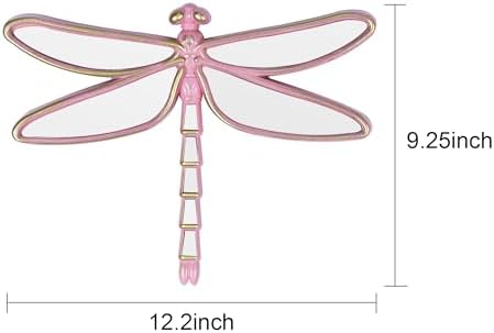 Decorative Dragonfly Wall Mirror, Plastic Frame with Mirrored Wings (12.4 x 9.3 inches) (Pink)