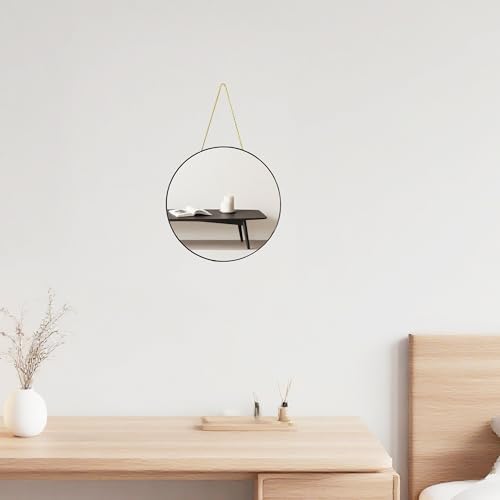 Funerom Black Round Wall Mirror 12.6 Inches Circle Mirror Bathroom Mirrors