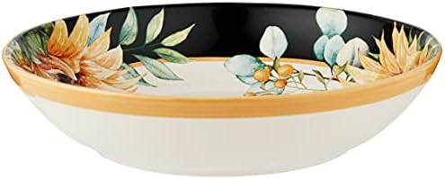 Sunflower Fields 144 oz. Serving/Pasta Bowl – Great for Entertaining Large Gatherings, Mixing Salads, Serving Pasta, Fruit, Chips and More – Elegant Floral Ceramic Dishware