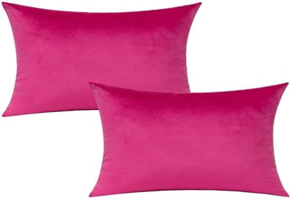 VAKADO 12x20 Lumbar Velvet Soft Solid Throw Pillow Covers Set of 2 Decorative Rectangle Cozy Cushion Covers Home Decor for Living Room Couch Sofa Car