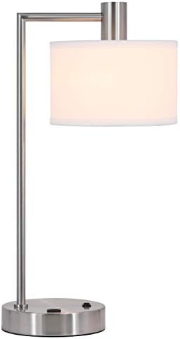 XiNBEi Lighting Brushed Nickel Table Lamp USB Desk Lamp for Home Office