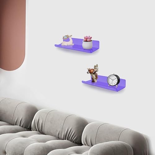 ROYALITA 2-Pack Small Acrylic Shelves Wall Mounted, 12 in Display Shelves