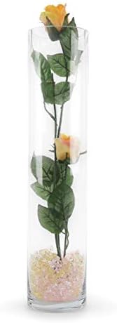 WGVI Quality Thick Weighted Tall Clear Cylinder Glass Vases, 4" W x 18" H, Flower Arrangement Floating Candle Holders Wedding Centerpieces Event Floral Container Display Decor, Bulk Wholesale, 6 Pcs
