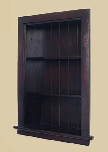 14x24 Aiden Recessed Wall Niche Medicine Cabinet Replacement, in The Wall Bathroom Cabinet Insert Shelf/Shelves, Made in North America, Real Wood, NO MDF, Beadboard, Dark Brown
