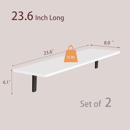 DINZI LVJ Long Wall Shelves, 23.6Inch Wooden Wall Mounted Shelves, Set of 2