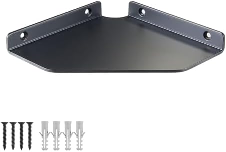 8 Inch Black Floating Corner Shelf Wall Mounted, Triangle Storage Shelf for Kitchen, Speakers, Wine, Decor & Small Electronics