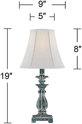 Cali 19" Small Table Lamps Set of 2 Blue Candlestick Accent Antique Vintage