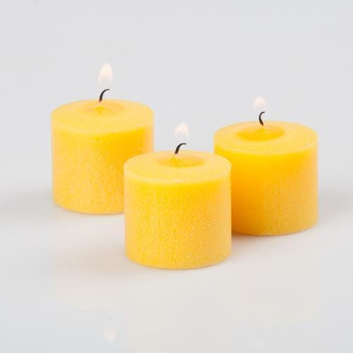 Set of 12 Richland Votive Candles Yellow Unscented and 12 Clear Glass Eastland Votive Holders