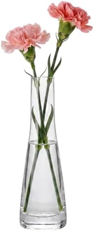 Erioctry Single Bud Vase Hand-Made Blown Art Bud Glass Vase Clear Glass Flower Vase Single Stem Vase Container for Home and Office Décor Centerpiece for Wedding Party Event
