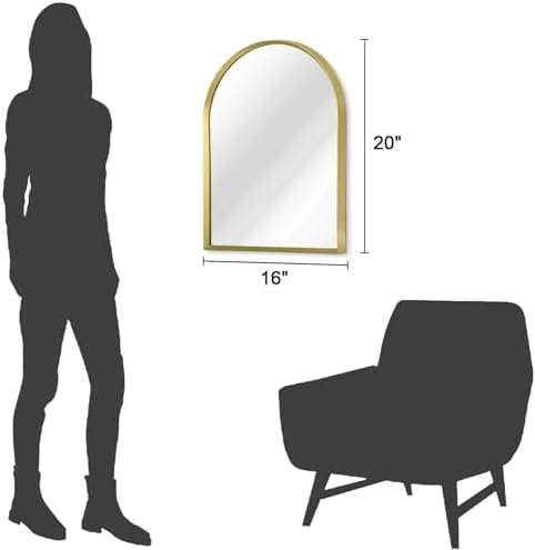 Arch Wall Mirror Aluminum Alloy Frame Bathroom Wall Mirror for Vanity Living Room, Bedroom Entryway Room Home Decor 20"x16"