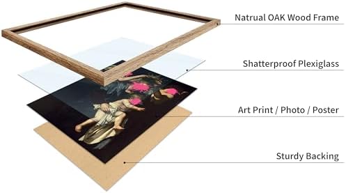 Poster Master Virgin and Child with Angels Print - Baroque Painting Poster - Altered & Pop Art - Trendy Gift for Men & Women - Wall Decor for Bedroom or Living Room - 16x20 Beige Framed