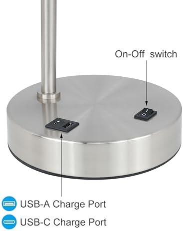 XiNBEi Lighting Brushed Nickel Table Lamp USB Desk Lamp for Home Office