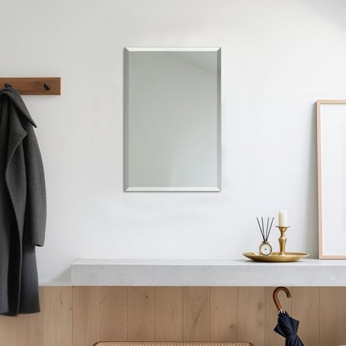 Bathroom Mirror for Over Sink 24x16 Inch Frameless Wall Mirror Rectangle