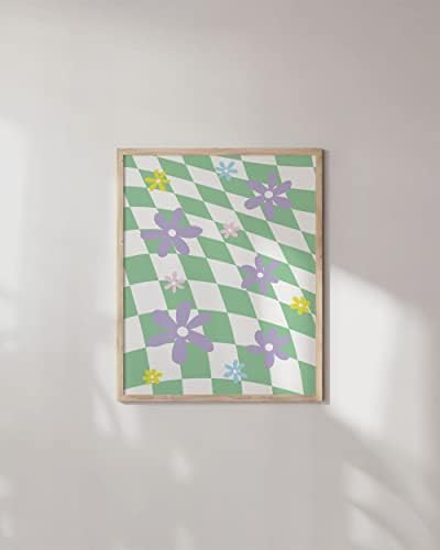 HAUS AND HUES Danish Pastel Aesthetic - Green Wall Art Danish Posters Cute Wall Decor Floral Wall Decor Floral Danish Pastel Room Decor Aesthetic Danish Home Decor (16" x 20" Framed Beige)