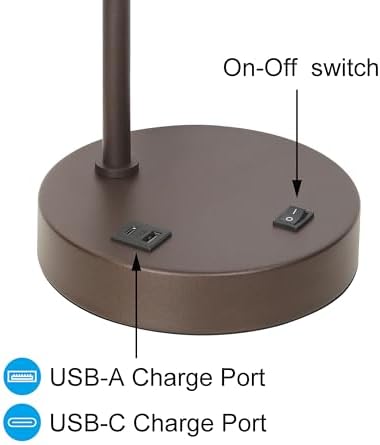 XiNBEi Lighting Table Lamp USB Desk Lamp for Living Room, Dark Bronze