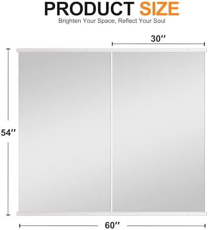 Delma Gym Mirrors for Home Gym, 54"x30" 2PCS Large Full Body Mirror, Tempered Glass Frameless Wall-Mounted Shatterproof for Workout, Yoga, Garage