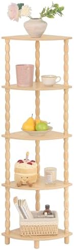 MaxSmeo Corner Shelf, 5-Tier Corner Bookshelf for Small Spaces, Stylish Corner Storage Display Shelves for Bedroom, Bathroom, Kitchen, Living Room (Natural)