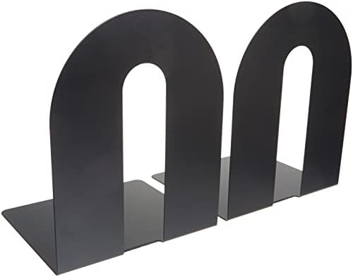 Officemate Heavy Duty 10" Bookends, Non-Skid Base, Black, Pair (93142) (Pack of 2)