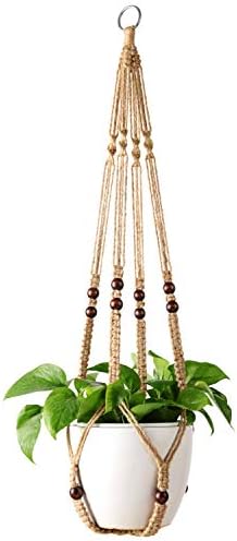 Mkono Macrame Plant Hanger Indoor 35 Inch Hanging Planter Basket Brown 1Pc