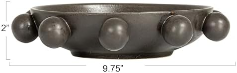 Bloomingville 9.75 Inches Stoneware Bowl with Orbs and Reactive Glaze, Black