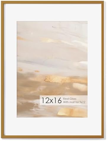 Fun Memories 12x16 Metal Picture Frame - Aluminum With Shatter-Resistant Glass - Displays 9x12 Photos With Mat or 12x16 Images Without Mat - Ideal for Home or Office Decor - Set of 1 - Bronze