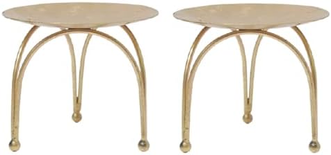 Hosley® Iron Pillar Candle Holders 4 Inch Diameter Tripod Stand Table Centrepiece Perfect for Home Decor, Wedding, Parties, Living Room Pack of 2, Gold