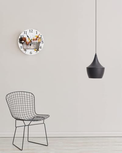 LOKMU Silent Non Ticking Clock 12 Inch, Round Wall Clock,Decorative for Living Room, Kitchen, Home,Bathroom, Bedroom, Office or School, African Woman Taking Shower