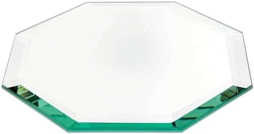 Plymor 6 x 6 inch Octagon, 5mm Thick, Beveled Glass Mirror, Pack of 2 | Table display & centerpieces; includes felt pads to protect surfaces; mosaics, crafts & DIY; silvered glass