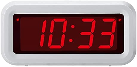 Digital Alarm Clock Battery Operated with LED Display for Bedrooms, Long Battery Life for 12 Months, 3 Brightness Adjustable, 12/24 Hour, Snooze, White Case with Red Digits