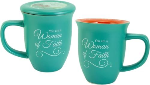 Abbey + CA Gift Woman of Faith Mug and Lid/Coaster Set, Christian Gifts for Women, 14-ounces, Microwave and Dishwasher Safe (Pack of 12)