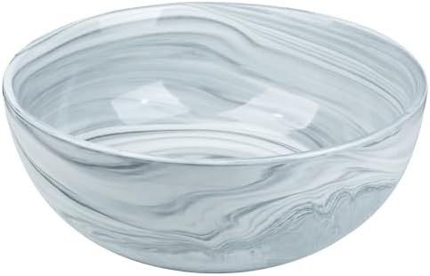 Large Decorative Fruit Bowl, Marble-patterned Ceramic Bowl for Coffee Table Entryway Kitchen Modern Home Decor Centerpiece 9.5 Inches, Grey
