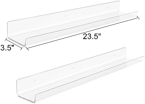 ROYALITA 2-Pack Acrylic Shelves Wall Mounted, 24 Inch Floating Shelves