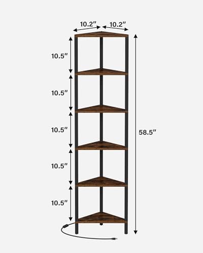 TUTOTAK Corner Shelf with LED Light, 6-Tier Corner Bookshelf