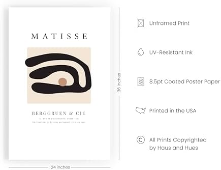 HAUS AND HUES Henri Matisse Prints and Posters Matisse Paper Cutouts Art Exhibition Poster Matisse Poster Matisse Paintings Abstract Art Prints Wave Leaf (Unframed, 24x36)