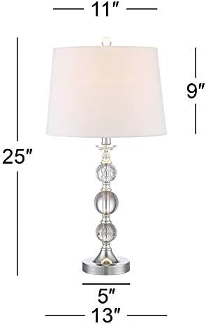 Solange 25" High Table Lamps Set of 2 Silver Stacked Crystal Modern