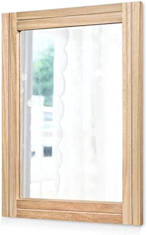 AAZZKANG Rustic Mirrors for Wall Rectangle Wood Frame Mirror 50 x 40 cm Farmhouse Bedroom Bathroom Decorative Mirror