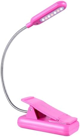 VAVOFO Rechargeable Book Light for Reading in Bed Kids, 7 LED Reading Light with 9-Level Warm Cool White Daylight, Eye Care Lamp with Power Indicator for Bookworms (Rose)
