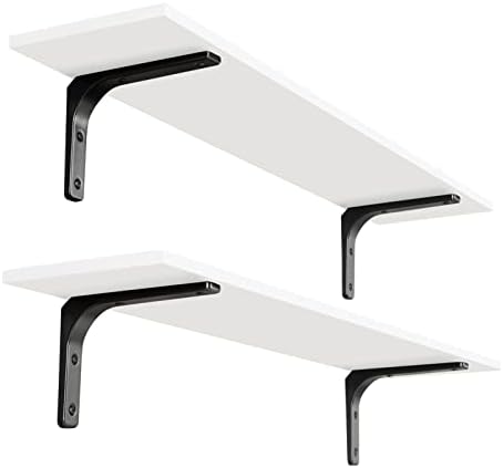 DINZI LVJ Long Wall Shelves, 39.4Inch Wooden Wall Mounted Shelves, Set of 2