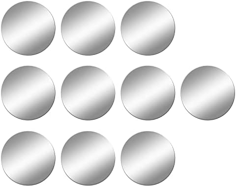 10 Pack 6 inch Acrylic Round Mirror Tiles Sheets, 0.06 inch Thick | Small Circle Wall Mirror with Tapes, Plastic Mirror Stickers for Wall, Home Decor, Crafts, Round Mirror Tray for Centerpieces