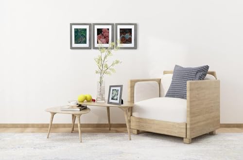 Grey 5x7 Picture Frame set of 3,Display 5x7 without Mat or 4x6 with Mat