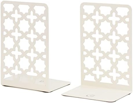 CNK Book Ends Bookends for Decorative Books Holder Bookend Shelves End Hold Heavy Duty Holders Stoppers Metal Stopper Cute Boho Bookshelf Holds Cookbook Office Home Set of 2 Bookends Pair White